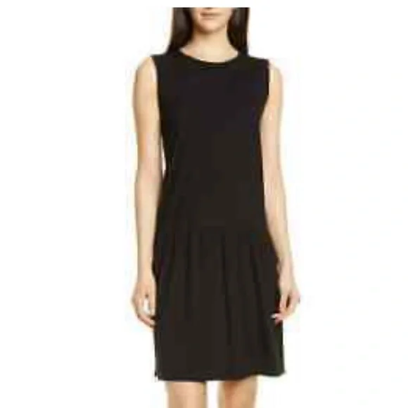 green emerald velvet dress Eileen Fisher Dark Night Shima Printed Silk Crepe Scoop Neck K/L Dress S M  (S) Blue at Amazon Women's Clothing store